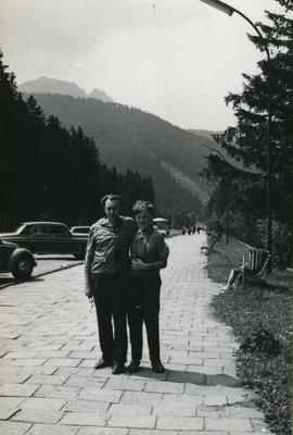 Mieczysław Piotrowski z ojcem podczas zwiedzania