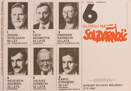W Okręgu Wyborczym 6 głosuj na Solidarność. Wybory do rady miejskiej 27 V 1990