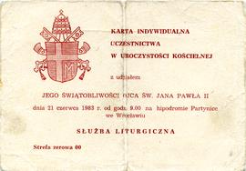 Indywidualna karta uczestnictwa w uroczystości kościelnej... Służba liturgiczna