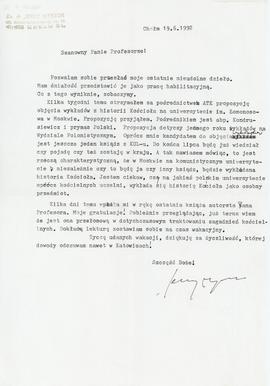 List od Jerzego Myszora