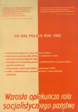 Co dał Polsce rok 1982... Wzrosła opiekuńcza rola socjalistycznego państwa