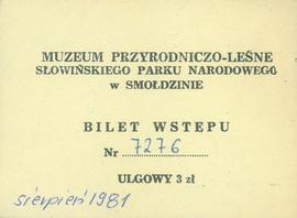 Bilet wstępu do Muzeum Przyrodniczo-Leśnego w Smołdzinie