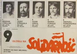W Okręgu Wyborczym 9 głosuj na Solidarność. Wybory do rady miejskiej 27 V 1990