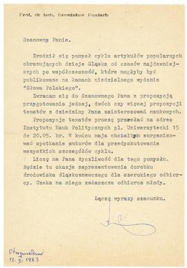 Pismo od Bronisława Pasierba