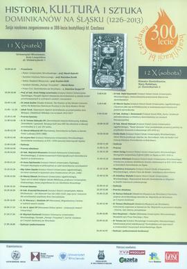 Historia, kultura i sztuka dominikanów na Śląsku (1226-2013): sesja naukowa zorganizowana w 300-l...