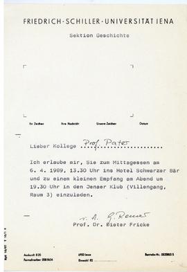 Pismo z Uniwersytetu Fryderyka Schillera w Jenie