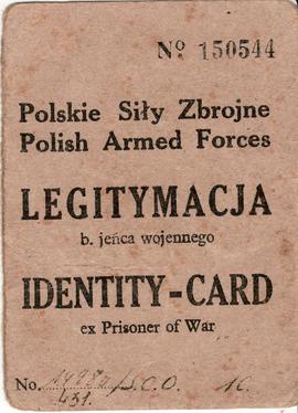 ... Legitymacja b. jeńca wojennego=Identity-Card ex Prisoner of War