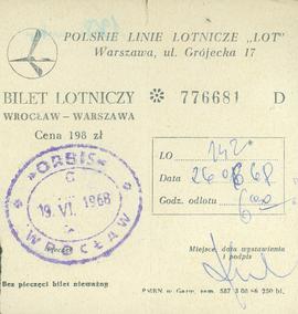 Bilet lotniczy Wrocław - Warszawa