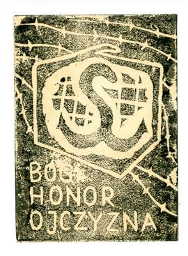 Kartka z napisem " Bóg Honor Ojczyzna"