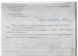 Pismo od dyrekcji Instytutu Historycznego
