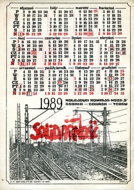 Kalendarz na 1989 r. Kolejowej Komisji NSZZ "Solidarność" Gdynia-Gdańsk-Tczew