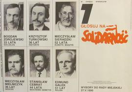 W Okręgu Wyborczym 7 głosuj na Solidarność. Wybory do rady miejskiej 27 V 1990