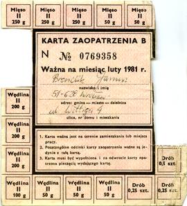 Kartka reglamentacyjna typu B 1981 r.