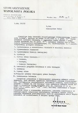 Pismo ze Stowarzyszenia Wspólnoty Polskiej