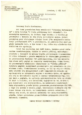 List do Leszka Balcerowicza
