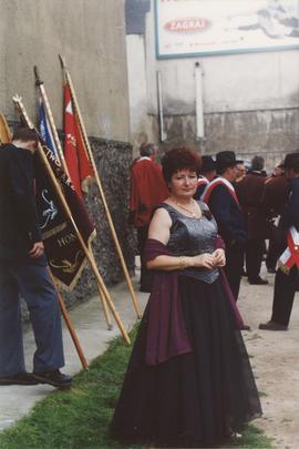 Teresa Zawadka w stroju damskim Bractwa Kurkowego "Husarz"