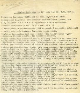 Status Ecclesiae in Lettonia in die 1.XI.1961