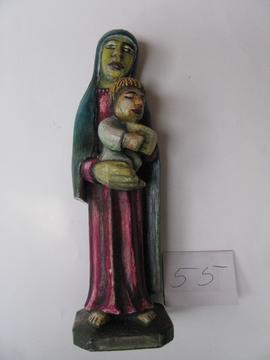Figurka ludowa Matki Boskiej z Dzieciątkiem