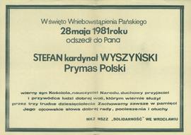 W święto Wniebowstąpienia Pańskiego 28 maja 1981 roku odszedł do Pana Stefan kardynał Wyszyński p...