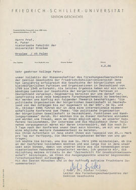 Pismo z Friedrich Schiller Universität