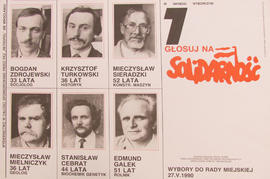 W Okręgu Wyborczym 7 głosuj na Solidarność. Wybory do rady miejskiej 27 V 1990