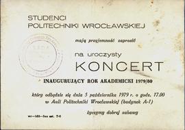 Zaproszenie na koncert inaugurujący rok akademicki 1979/80