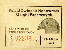 Karta własności gołębia pocztowego