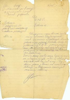 Protokół spisany dnia 6 III 1946 r. w sprawie wejścia na minę przez torowego Grzesiaka Szczepana