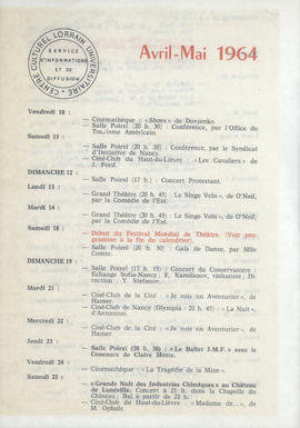 Avril-Mai 1964: kalendarium