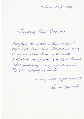 List od Danuty Brachaczek