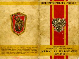 Legitymacja Odznaczenia Wojskowego "Medal za Warszawę 1939-1945"
