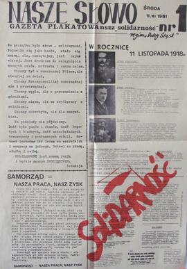 Nasze Słowo, nr 1: gazeta plakatowa NSZZ Solidarność Region Dolny Śląsk