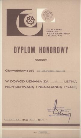 Dyplom honorowy