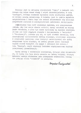 List od Zbigniewa Żmigrodzkiego