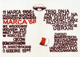 11 marca 1986 r. uczcijmy rocznicę rozpoczęcia wydarzeń MARCA’68…