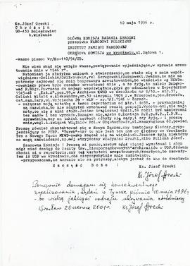 List ks. Józefa Greckiego do IPN
