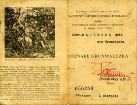 Legitymacja Odznaki Grunwaldzkiej