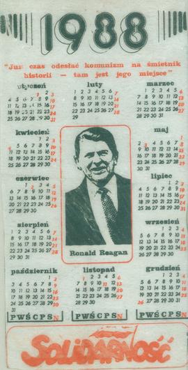 Kalendarz Solidarności na rok 1988: kalendarz ścienny