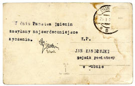 Karta pocztowa do Jana Kaniowskiego